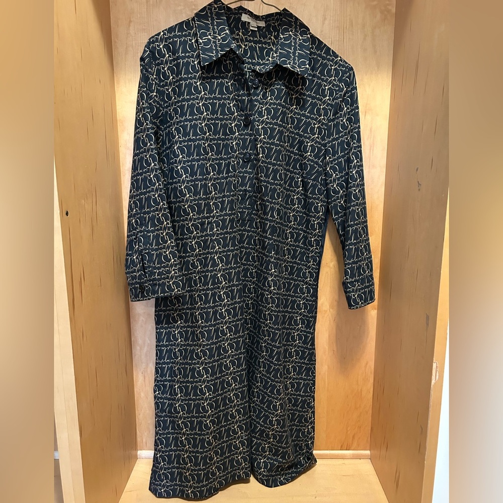 Burberry navy cotton shirt dress size 10 like new